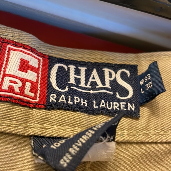 Mens Chaps Pleated Khaki Pants Size 33 x 30 Great Condition - Picture 3 of 5